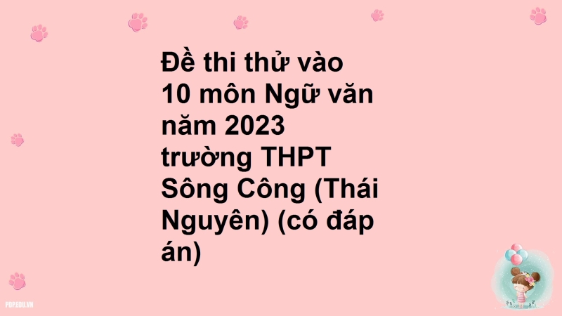 Đề thi thử vào 10 môn Ngữ văn năm 2023 trường THPT Sông Công (Thái Nguyên) (có đáp án)