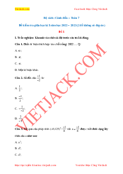 Top 20 Đề thi Giữa học kì 1 Toán lớp 7 Cánh diều (Có đáp án)