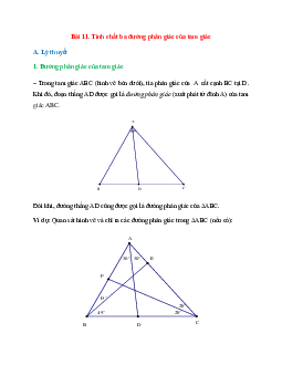 Lý thuyết Tính chất ba đường phân giác của tam giác (Cánh Diều) Toán 7