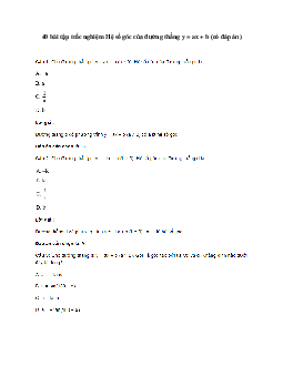 40 bài tập trắc nghiệm Hệ số góc của đường thẳng y = ax + b (có đáp án)