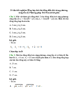 35 câu trắc nghiệm Tổng hợp hai dao động điều hòa cùng phương, cùng tần số. Phương pháp Fre-Nen (có đáp án)