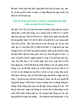 Top 50 mẫu Anh/ chị sẽ làm gì để tự bảo vệ mình và cộng đồng trước nguy hiểm của dịch Covid-19 hiện nay (hay nhất)