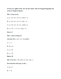 35 câu trắc nghiệm Phân tích đa thức thành nhân tử bằng phương pháp đặt nhân tử chung (có đáp án).docx