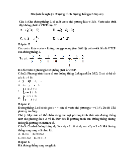 20 câu trắc nghiệm Phương trình đường thẳng Kết nối tri thức (có đáp án 2023) CHỌN LỌC