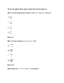 35 câu trắc nghiệm Phép cộng các phân thức đại số (có đáp án).docx