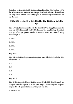 50 câu trắc nghiệm Tổng Hợp Hóa Học Lớp 12  (có đáp án) chọn lọc