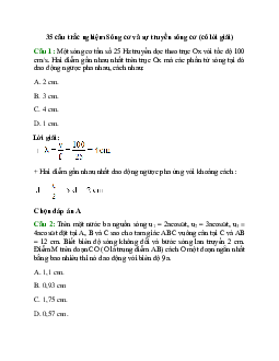 35 câu trắc nghiệm Sóng cơ và sự truyền sóng cơ (có đáp án)