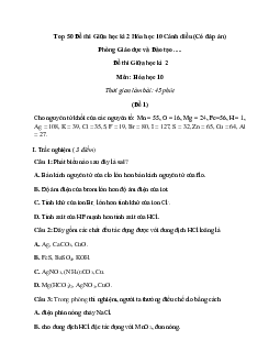 Top 50 Đề thi Giữa học kì 2 Hóa học 10 (Cánh diều 2024) có đáp án