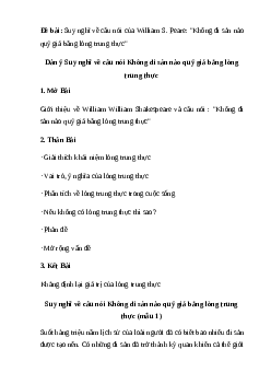 Top 50 mẫu Suy nghĩ về câu nói Không di sản nào quý giá bằng lòng trung thực (hay nhất)