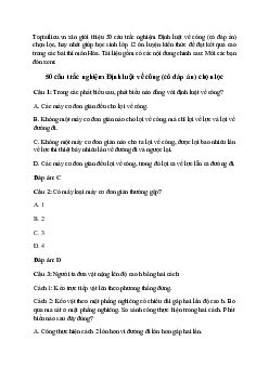 50 câu trắc nghiệm Định luật về công (có đáp án) chọn lọc