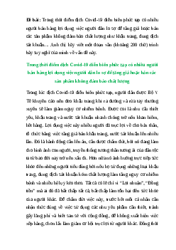 Top 50 mẫu Trong thời điểm dịch Covid-19 diễn biến phức tạp có nhiều người bán hàng lợi dụng việc người dân lo sợ để tăng giá (hay nhất)