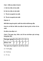 15 câu trắc nghiệm Các số đặc trưng đo xu thế trung tâm của mẫu số liệu (Chân trời sáng tạo) có đáp án - Toán 10