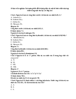 15 câu trắc nghiệm Xu hướng biến đổi thành phần và một số tính chất của hợp chất trong một chu kỳ Kết nối tri thức (có đáp án 2023) CHỌN LỌC