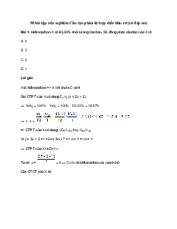 30 bài tập trắc nghiệm Cấu tạo phân tử hợp chất hữu cơ (có đáp án)
