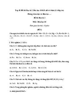 Top 50 Đề thi Học kì 2 Hóa học 10 (Kết nối tri thức 2024) tải nhiều nhất