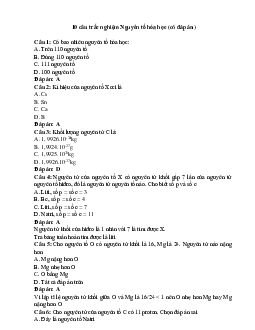 10 câu trắc nghiệm Nguyên tố hóa học Cánh diều (có đáp án 2023) CHỌN LỌC