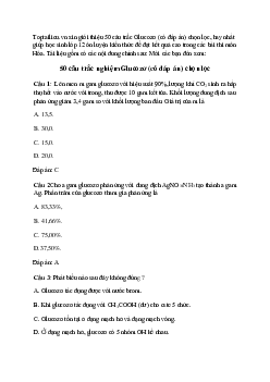 50 câu trắc nghiệm Glucozơ (có đáp án) chọn lọc