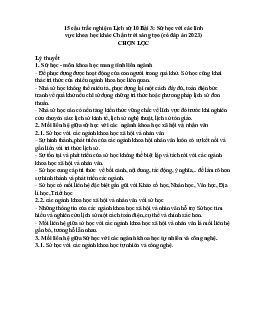 15 câu trắc nghiệm Lịch sử 10 Chân trời sáng tạo Bài 3 (có đáp án 2023): Sử học với các lĩnh vực khoa học khác
