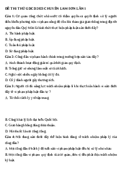 Đề thi thử THPT Quốc gia môn GDCD năm 2023 Trường THPT chuyên Lam Sơn (Thanh Hóa) (Có đáp án)
