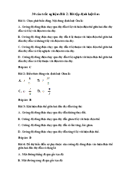 30 câu trắc nghiệm Bài 2: Định luật ôm (có đáp án)