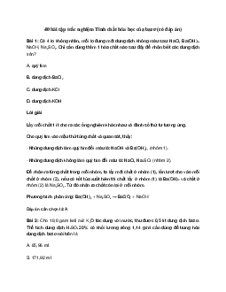 40 bài tập trắc nghiệm Tính chất hóa học của bazơ (có đáp án)