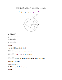 35 bài tập trắc nghiệm Tứ giác nội tiếp (có đáp án)
