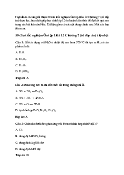 50 câu trắc nghiệm Ôn tập Hóa 12 Chương 7  (có đáp án) chọn lọc