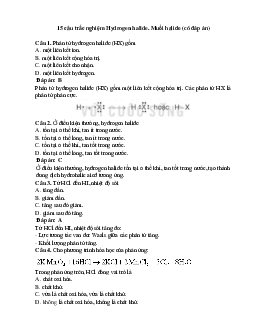 15 câu trắc nghiệm Hydrogen halide. Muối halide Kết nối tri thức (có đáp án 2023) CHỌN LỌC