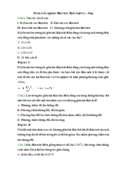 30 câu trắc nghiệm Điện tích. Định luật Cu-lông (có đáp án) chọn lọc