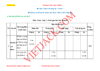 Top 30 Đề thi Học kì 1 Toán lớp 7 Chân trời sáng tạo (Có đáp án)