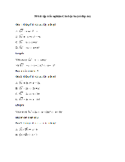 50 bài tập trắc nghiệm Căn bậc ba (có đáp án)