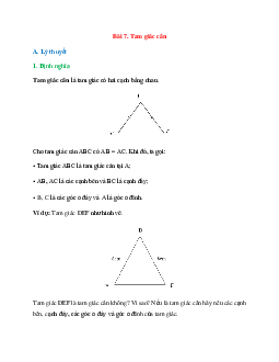Lý thuyết Tam giác cân (Cánh Diều) Toán 7