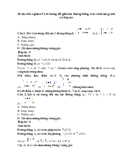 20 câu trắc nghiệm Vị trí tương đối giữa hai đường thẳng. Góc và khoảng cách Kết nối tri thức (có đáp án 2023) CHỌN LỌC