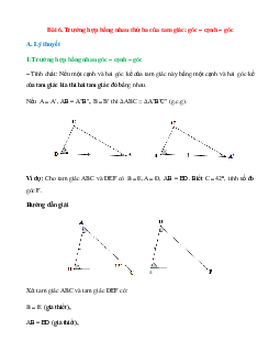 Lý thuyết Trường hợp bằng nhau thứ ba của tam giác: góc – cạnh – góc (Cánh Diều) Toán 7