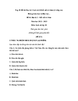 Top 50 Đề thi Học kì 2 Lịch sử 10 (Kết nối tri thức 2024) có đáp án