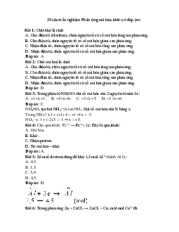 25 câu trắc nghiệm Phản ứng oxi hóa khử Kết nối tri thức (có đáp án 2023) CHỌN LỌC