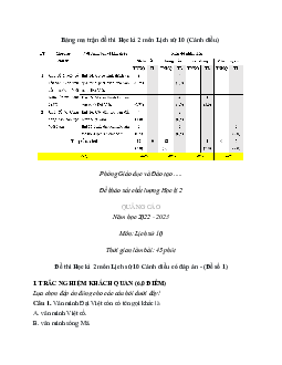 Top 50 Đề thi Học kì 2 Lịch sử 10 (Cánh diều 2024) có đáp án