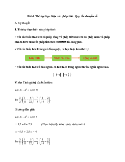 Lý thuyết Thứ tự thực hiện các phép tính. Quy tắc chuyển vế (Kết nối tri thức) Toán 7