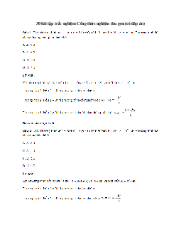 30 bài tập trắc nghiệm Công thức nghiệm thu gọn (có đáp án)