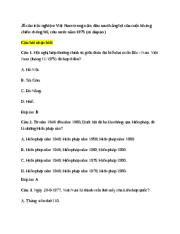 35 câu trắc nghiệm Lịch Sử 12 Bài 24 (có đáp án)