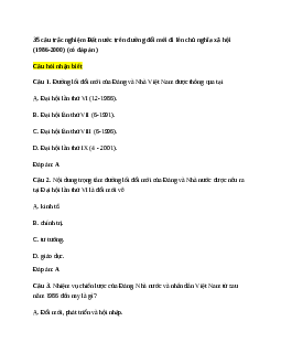 35 câu trắc nghiệm Lịch Sử 12 Bài 26 (có đáp án)