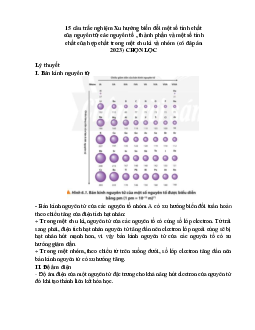 15 câu trắc nghiệm Xu hướng biến đổi một số tính chất của nguyên tử các nguyên tố , thành phần và một số tính chất của hợp chất trong một chu kì và nhóm Chân trời sáng tạo (có đáp án 2023) CHỌN LỌC