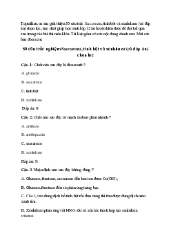 50 câu trắc nghiệm Saccarozơ, tinh bột và xenlulozơ (có đáp án) chọn lọc