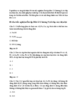 50 câu trắc nghiệm Ôn tập Hóa 12 Chương 9  (có đáp án) chọn lọc