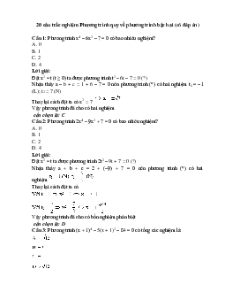 20 câu trắc nghiệm Phương trình quy về phương trình bậc hai Kết nối tri thức (có đáp án 2023) CHỌN LỌC