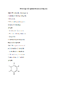 30 bài tập trắc nghiệm Benzen (có đáp án)