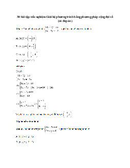 30 bài tập trắc nghiệm Giải hệ phương trình bằng phương pháp cộng đại số (có đáp án)