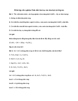 50 bài tập trắc nghiệm Tính chất hóa học của kim loại (có đáp án)