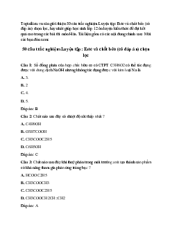 50 câu trắc nghiệm Luyện tập: Este và chất béo (có đáp án) chọn lọc