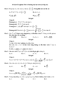 43 câu trắc nghiệm Tích vô hướng của hai vecto Kết nối tri thức (có đáp án 2023) CHỌN LỌC
